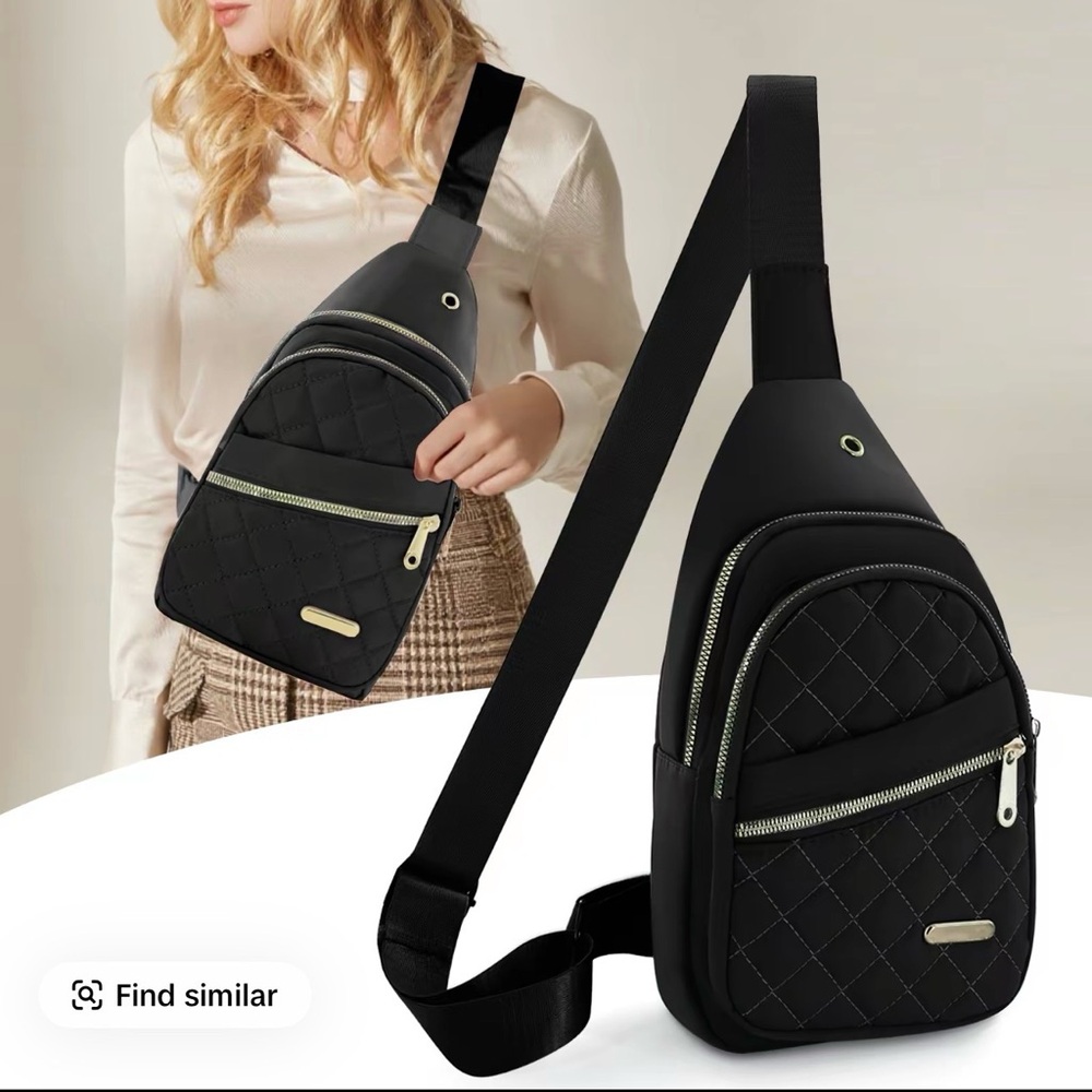 Black Quilted Crossbody Sling Bag - Classic Women's Crossbody